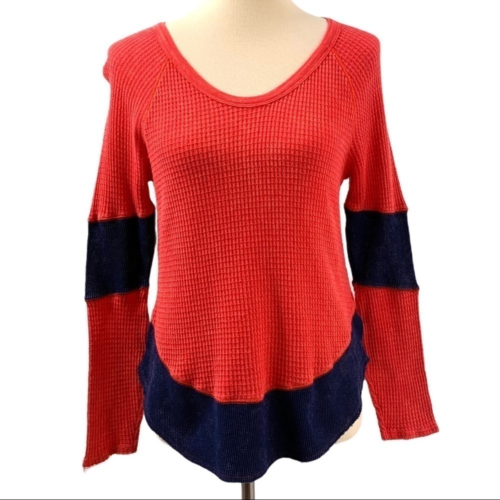 Free People Diamond Dozen Waffle Knit Thermal Top - Picture 2 of 11